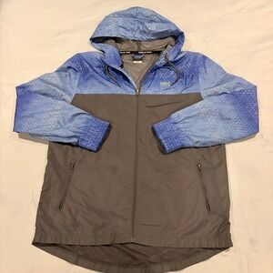 Everlast Sport Mens Windbreaker Jacket Blue Gray Geometric Hooded Full Zip M